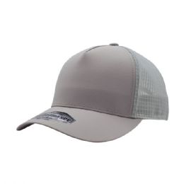 24 Bulk Performance Trucker Cap with Flexible Brim GREY-GRY