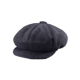 24 Bulk Fleece Winter Newsboy Cap CHARCOAL