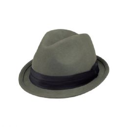 24 Bulk Ladies Wool Felt Fedora Hat GREY