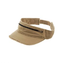 24 Bulk Enzyme Washed Cotton Twill Visor KHAKI