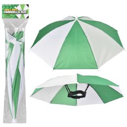 120 Bulk Green And White Umbrella Hat 20 inch