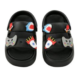 15 Bulk Little Boy's Charm Sandals Black