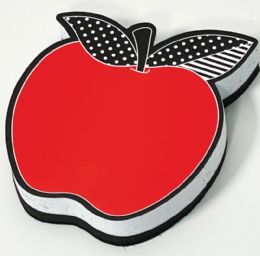 24 Bulk Magnetic Whiteboard Eraser Red Apple with Black and White Leaves