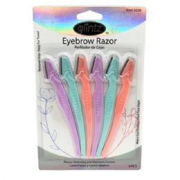 72 Bulk Glintz 6 Pack Eyebrow Razor Set