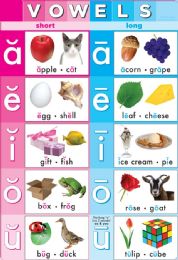24 Bulk Vowels, 13" X 19", Smart Poly Chart
