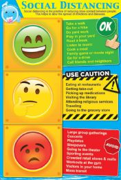 24 Bulk Smart Poly , Healthy Bubbles, Chart 13"x19", Social Distancing (green, Yellow, Red, Faces)