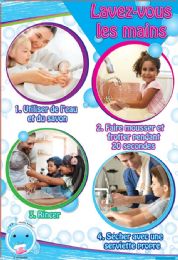 24 Bulk Smart Poly , Healthy Bubbles, Chart 13"x19", French Version Wash Your Hands