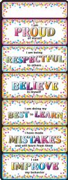 24 Bulk Smart Poly Clip Chart With Grommett 9"x24", Confetti Positive Behavior