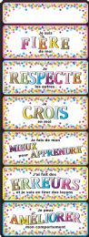 24 Bulk Smart Poly Clip Chart With Grommett 9"x24", French Confetti Positive Behavior