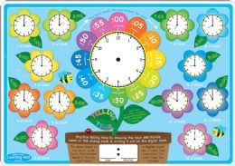 20 Bulk 10 Pack Smart Poly Learning Mats 12"x17", DoublE-Sided, Telling Time 95018