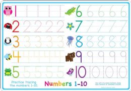 20 Bulk 10 Pack Smart Poly Learning Mats 12"x17", DoublE-Sided, Numbers 1-10 95023