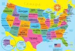 10 Bulk Placemat Studio, 10 Pack, Usa Map, Learning Placemat, 13" X 19", Single Sided, Smart Poly