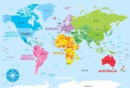10 Bulk Placemat Studio, 10 Pack, World Map, Learning Placemat, 13" X 19", Single Sided, Smart Poly