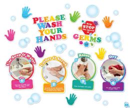 24 Bulk Smart Poly ,Mini Bulletin Board Set, Healthy Bubbles Washing Your Hands Set, 28 Piece Set