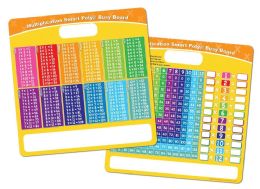 24 Bulk Smart Poly, Educational Activity Busy Board, Dry Erase, 10.75" X 10.75", Die Cut Handle Black , Marker, Multiplication