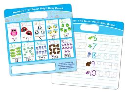 24 Bulk Smart Poly, Educational Activity Busy Board, Dry Erase, 10.75" x 10.75", Die Cut Handle Black , Marker, Numbers 1 to 10