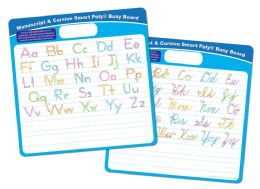 24 Bulk Smart Poly, Educational Activity Busy Board, Dry Erase, 10.75" x 10.75", Die Cut Handle Black , Marker, Manuscript/Cursive