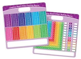 24 Bulk Smart Poly, Educational Activity Busy Board, Dry Erase, 10.75" x 10.75", Die Cut Handle Black , Marker, Addition