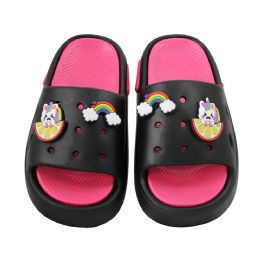 15 Bulk Girl's Charm Sandal Black&fuchsia