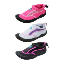 36 Bulk Girl's 5 Toe Aqua Sock Assorted