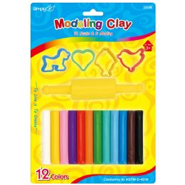 36 Bulk 12 Color Modeling Clay Sticks + 4 Modelings + Rolling Pin