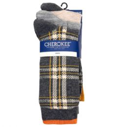 12 Bulk 3 Men's Cherokee Grey Plaid Pattern Crew Socks Size 10-13