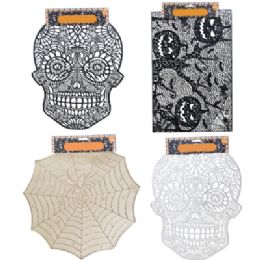 48 Bulk Placemat Halloween Shapes Pvc 3 Styles/ 2 Colors W/ Peggable Header