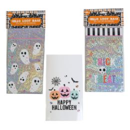 48 Bulk Loot Bag Cello 5x9in Hlwn Hologram 10ct No Gusset 24pc Clipstrip/ 3ast Pbh