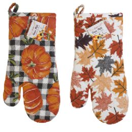24 Bulk Oven Mitt Harvest Print 2 Ast Ht/ Jhook 7x12.5in