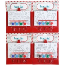 36 Bulk Craft Kit Paint Set W/ Board & Easel Christmas 4 Asst Designs Blc