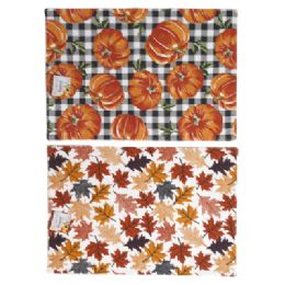 24 Bulk Placemat Harvest Polyester 2ast Print 13x19in Ht/jhook