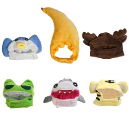 36 Bulk Pet Costume Plush Head Hat 6 Asst Small Dog/ Cat Polyester
