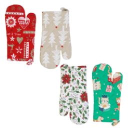 24 Bulk Oven Mitt 4 Ast Christmas Ht/ Jhook 7x12.5in