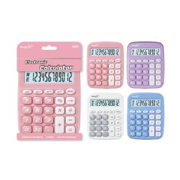 24 Bulk Electronic Calculator 12 Digits Solid Macaron Colors