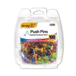 24 Bulk Push Pins Assorted Translucent Color 100ct