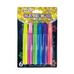 36 Bulk Glitter Glue Pastel Color 6ct