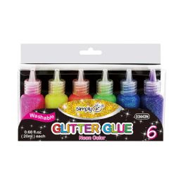 36 Bulk Glitter Glue Neon Color 6ct Washable