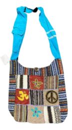 5 Bulk Patchwork Peace Sign Handmade Hobo Bags With Flowers