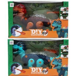 12 Bulk 10.5" B/o Diy Walking Dinosaur In Window Box, 2 Assrt Clrs