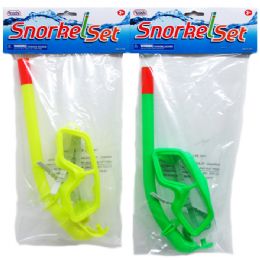 72 Bulk 12" Snorkel & Mask Set In Poly Bag W/header, 4assrt Clrs