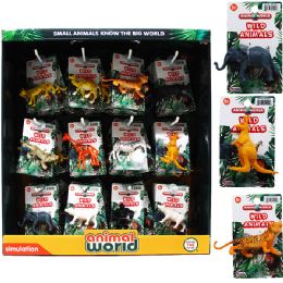 144 Bulk 3"-4" Plastic Wild Animals In 72pc Display Box