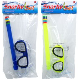 48 Bulk 13.5-inch Snorkel & Mask Set In Poly Bag W/header, 4assrt Clrs