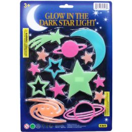 108 Bulk 9-14pc Glow Planets, Stars, Comets On Card, 2 Assrt