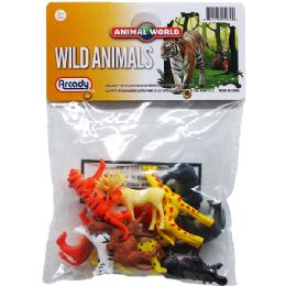 144 Bulk 12pc 2" Plastic Wild Animals In Pvc Bag W/header