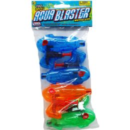 96 Bulk 4pc 3.75" Water Gun In Poly Bag W/ Header