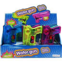 144 Bulk 6" Clear Water Gun 12pc Display Box, 4 Assrt Clrs