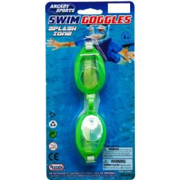 144 Bulk 6" Swimming Goggles On Blister Card, 5 Assrt Clrs