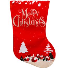 144 Bulk 14" Hangable Xmas Stocking In Pp Bag, 3 Assrt
