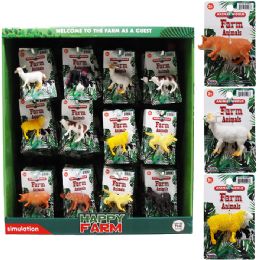 144 Bulk 2.5"-3.5" Plastic Farm Animals In 72pc Display Box