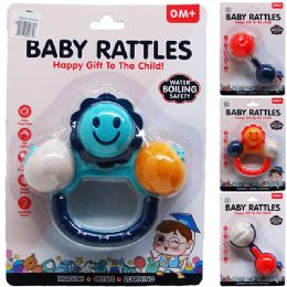 72 Bulk 4"-5" Baby Rattle Set On Blister Card, 4 Assrt